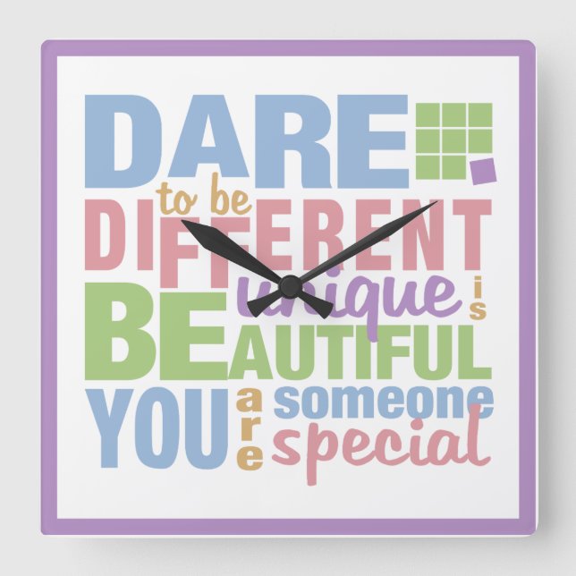 Dare to be Different Wall Uhr (Vorderseite)