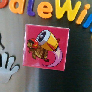 Daredevil Flying Tortoise mit Jet Pack-Cartoon Magnet