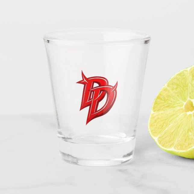 Daredevil inspiriertes Logo Schnapsglas (Vorderseite)