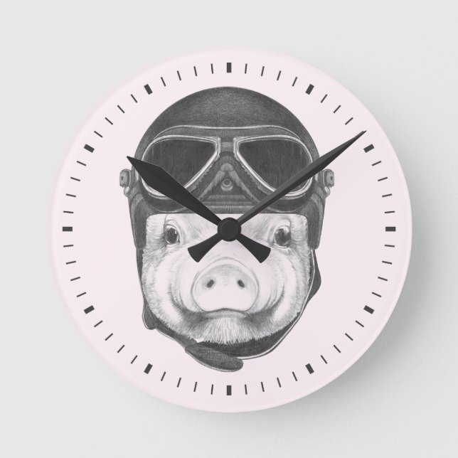 Daredevil Pig Runde Wanduhr (Vorderseite)
