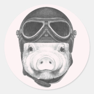 Daredevil Pig Runder Aufkleber
