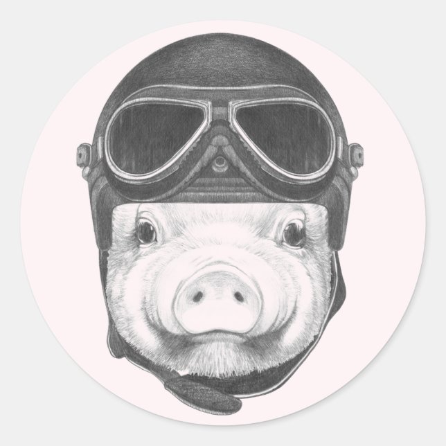 Daredevil Pig Runder Aufkleber (Vorderseite)