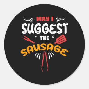Darf ich den Wurst Humor Grilling Master Bb vorsch Runder Aufkleber