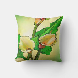 Dargestellt Calla Lilies gegen ein grünes Ombre Kissen