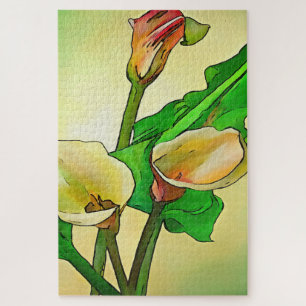 Dargestellt Calla Lilies gegen ein grünes Ombre Puzzle