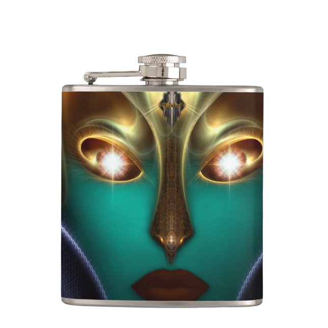 Daria Cyborg Queen Tech 6oz Vinyl Wrapped Flask Flachmann (Vorderseite)