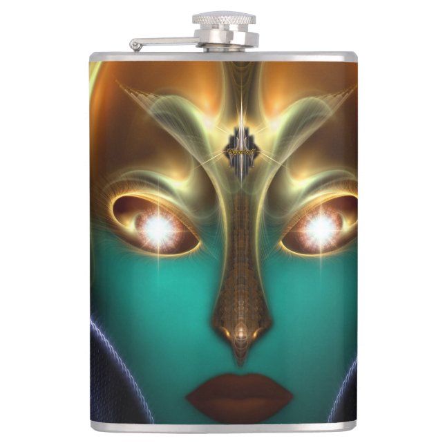 Daria Cyborg Queen Tech 8oz Vinyl Wrapped Flask Flachmann (Vorderseite)