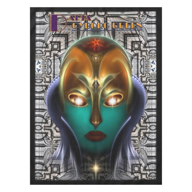 Daria Cyborg Queen Tech Custom Table Tuch Tischdecke (Vorderseite)