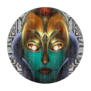 Daria Cyborg Queen Tech Round Glass Cutting Board Schneidebrett