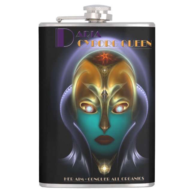 Daria Cyborg Queen Vinyl Wrapped 8oz Flask Flachmann (Vorderseite)