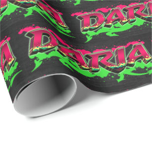 Daria Vorname Name Graffiti red green Geschenkpapier