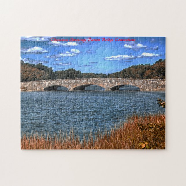 Darien Bridge Connecticut. Weihnachtsgrüße Puzzle (Horizontal)