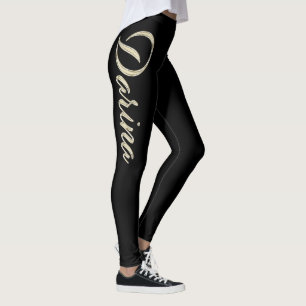 Darina white gold Handwriting Hose Leggings
