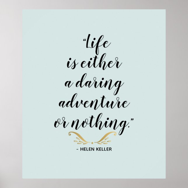 Daring Adventure Keller Quote Poster (Vorne)