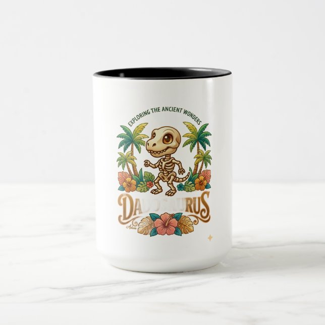 Darius Skelett Dinosaurier Langarm Tasse (Zentrum)