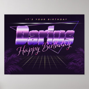 Darius Vorname lila retro Pfannster Poster