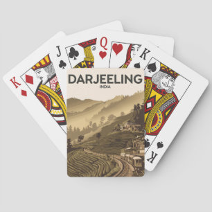 Darjeeling India Illustration Travel Art Vintag Spielkarten