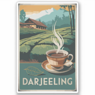 Darjeeling India Tea Travel Art Vintag Aufkleber