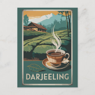 Darjeeling India Tea Travel Art Vintag Postkarte
