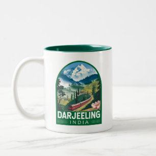 Darjeeling India Travel Art Emblem Zweifarbige Tasse