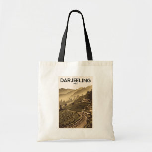 Darjeeling Indien Illustration Reise Kunst Vintage Tragetasche