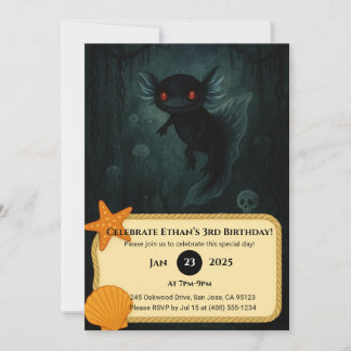 Dark Abyss Axolotl Birthday Einladung