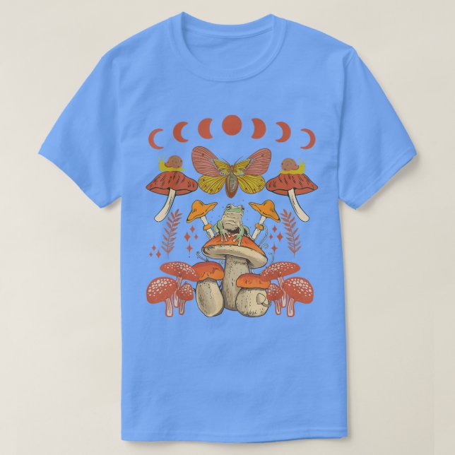 Dark Academia Aesthetic Mystic Mushrooms Moon Taro T-Shirt (Design vorne)