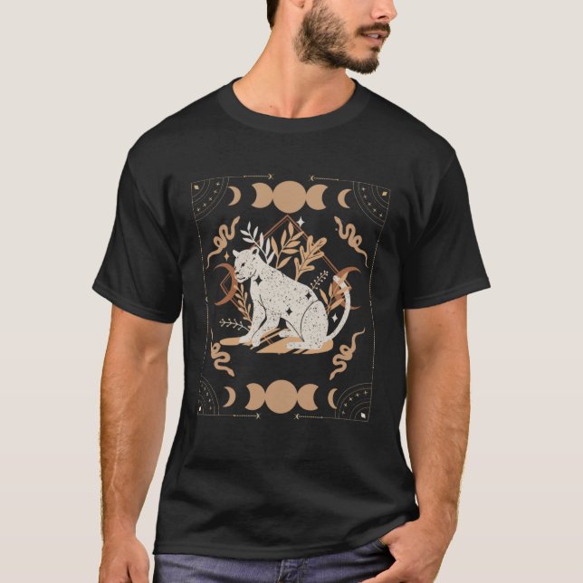 Dark Academia Ästhetische Celestial Boho Tarot Leo T-Shirt (Vorderseite)