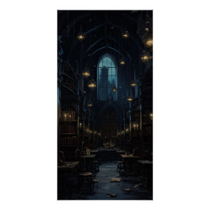 Dark Academia Ästhetische Gotische Bibliothek Akad Poster