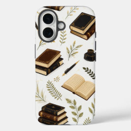 Dark Academia Bücher Handyhülle - Vintage Biblioth iPhone 16 Hülle