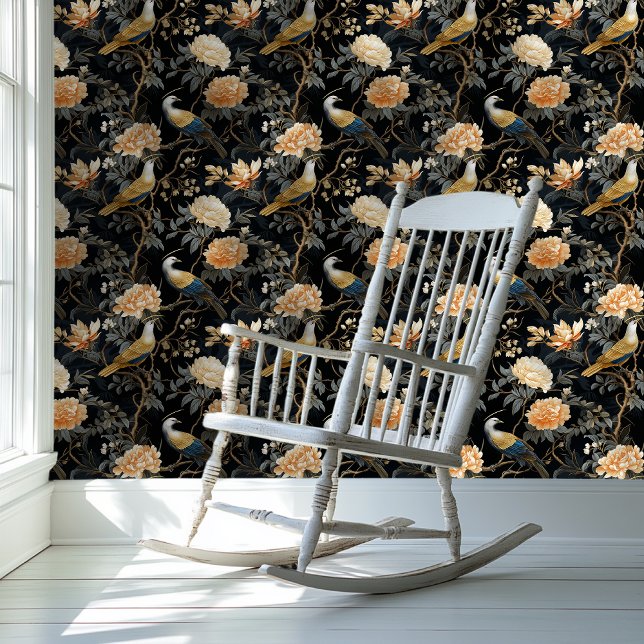 Dark Academia Chinoiserie Style Blumengestelle Tapete (Von Creator hochgeladen)