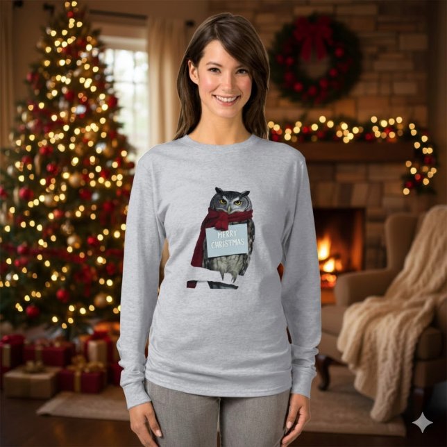 Dark Academia Christmas Owl Merry T-Shirt (Von Creator hochgeladen)
