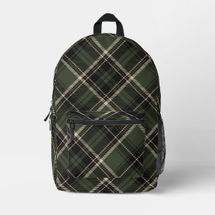 Dark Academia Dark Spruce Green Kariert Bedruckter Rucksack