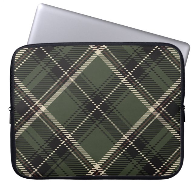 Dark Academia Dark Spruce Green Kariert Laptopschutzhülle (Vorderseite)