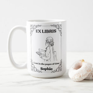 Dark Academia Ex Libris Personalisiertes Lesetageb Kaffeetasse