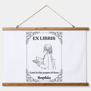 Dark Academia Ex Libris Personalisiertes Lesetageb Wandteppich Mit Holzrahmen