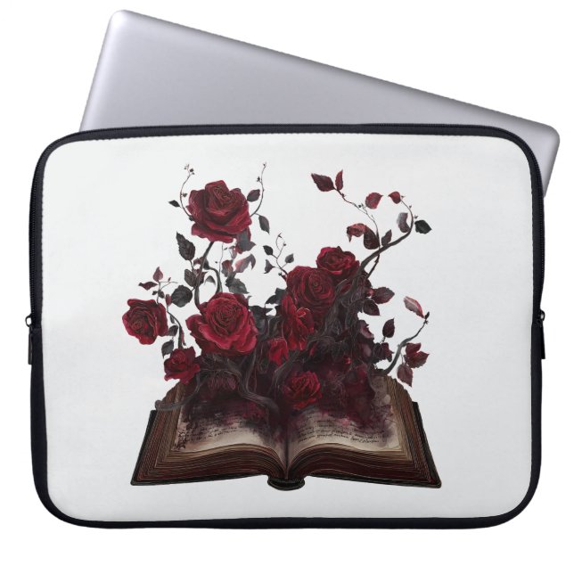 Dark Academia floral Bookstyle Laptopschutzhülle (Vorderseite)