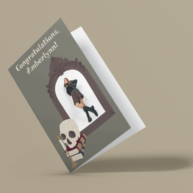 Dark Academia Foto Abschluss Herzlichen Glückwunsc Karte (Von Creator hochgeladen)