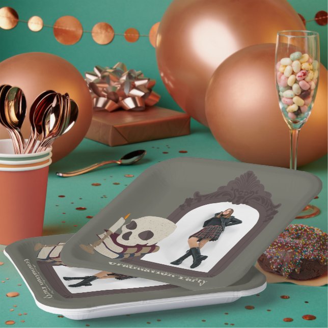 Dark Academia Foto Graduation Party Pappteller (Multi)