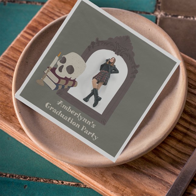 Dark Academia Foto Graduation Party Serviette (Von Creator hochgeladen)