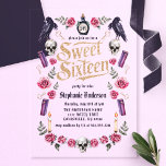 Dark Academia Gothic Gold Floral Sweet 16 Acryleinladungen<br><div class="desc">Feiern Sie mit diesen von der Dunklen Akademie inspirierten Acryleinladungen einen unvergesslichen Sweet 16. Mit seinen aufwändigen gotischen Details, darunter Goldakzente, Rose, Schädel und Kerzen, besticht dieses Design perfekt durch die Eleganz und das Geheimnis eines raffinierten süßen 16-Party. Das kühne und luxuriöse Acrylmaterial fügt eine moderne Drehung hinzu und macht...</div>