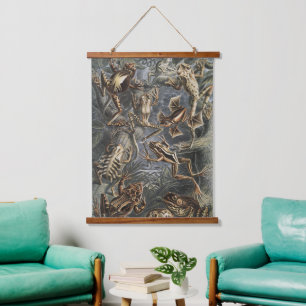 Dark Academia Haeckel Vintage Frosch Natur Druck Wandteppich Mit Holzrahmen