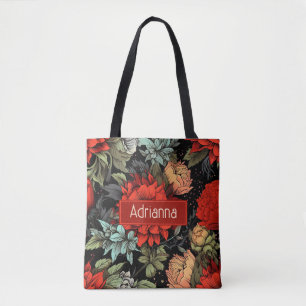 Dark Academia Maximalist Red Dahlia Floral