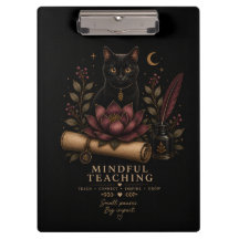 Dark Academia Mindful Teaching Black Cat & Lotus 