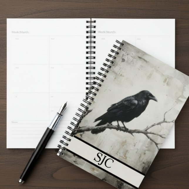 Dark Academia Moody Crow Planer (Gothic Raven planner)