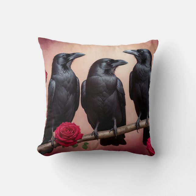 Dark Academia Ravens Kissen (Vorderseite)