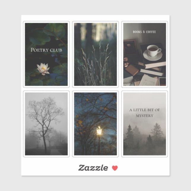 Dark Academia Reading Aesthetic Sticker Sheet (Blatt)