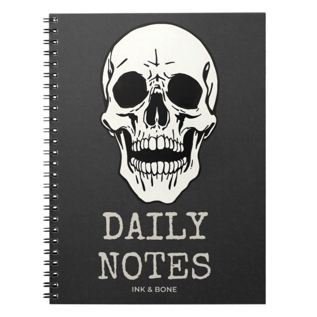 Dark Academia Skull-Notebook Notizblock (Vorderseite)