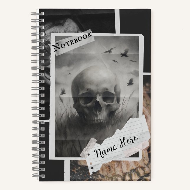 Dark Academia Skull Spiral Notebook Notizbuch (Vorderseite)