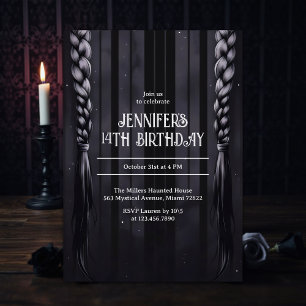 Dark Academia Vibes Gothic Braids Teen Geburtstag Einladung